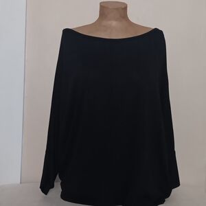 Batwing ee:some Boutique Top In Dark Sandwashed Black
